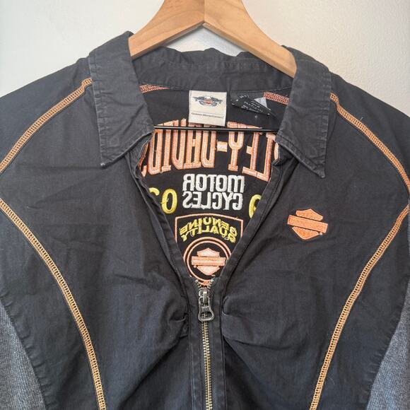Harley Davidson Women's Embroidered Zip Up Short Sleeve Top Size 2XL - Picture 2 of 6